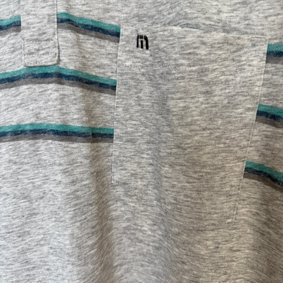 Travis Mathew Men's XL Gray Striped Golf Polo Shirt 3-Button Collared Casual - Picture 4 of 13